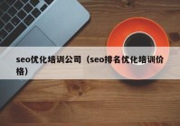 seo优化培训公司（seo排名优化培训价格）