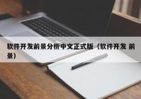 软件开发前景分析中文正式版（软件开发 前景）